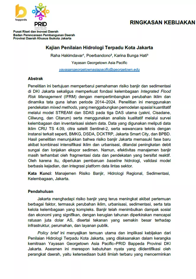 KAJIAN PENILAIAN HIDROLOGI TERPADU KOTA JAKARTA