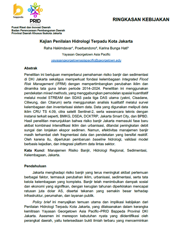 KAJIAN PENILAIAN HIDROLOGI TERPADU KOTA JAKARTA